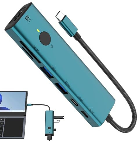 Concentrador USB, Hub USB 3.0, Adaptador Portátil 7 Puertos 4K Transferencia Rápida de Datos 5Gbps con Función de Pantalla en Reposo para PC Monitor y Escritorio