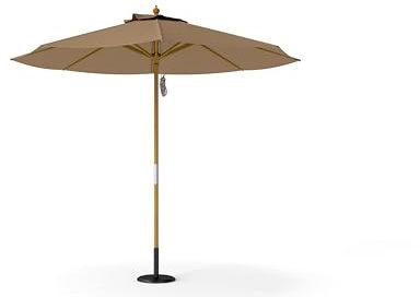 SiMPO LIFESTYLE Sonnenschirm 300 cm Holz-Sonnenschirm Marktschirm Gartenschirm Terrassenschirm Rund UV50+