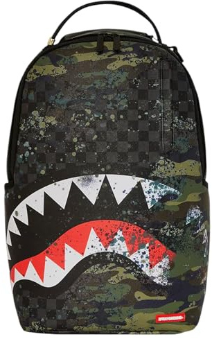 Sprayground Camo Splash T-Rex City Zaino, 45,7 x 15,2 x 29,2 cm, mimetico, unisex, in ecopelle impermeabile, scomparti multipli, edizione limitata