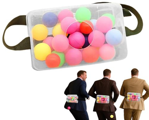 Shake Ball Box Game Set - Funnive Interactive Game Requisite para desafíos Divertidos | Twerk Pong Gamee Requisiten con Cinturón Ajustable | 30 Piezas Niños Adultos Gamee para En