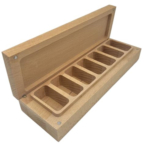 Vmiorzq Pillendose 7 Tage, Organizer Aus Holz Tragbar Für Tabletten, Aufbewahrungsdose Für Frauen Für Reise Outdoor Büro Schreibtisch Und Schmuck