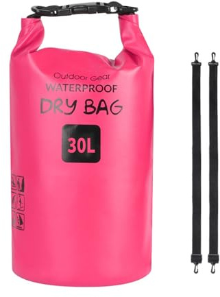 Wasserdichte Trockentasche, schwimmende Wassersäcke, tragbar, faltbar, Strand-Aufbewahrung, Schwimmtasche, schwimmende trockene Ausrüstungstasche, tragbar, faltbar, Strandaufbewahrung, rosarot, 30 l