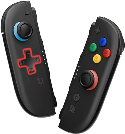 eXtremeRate Carcasa de Repuesto (Versión D-Pad) para Joycon 2, Kit Completo de Accesorios con Botones, Tiras Decorativas y Placa de Soporte para Nintendo Switch 2 - Versión Deluxe (Negro)