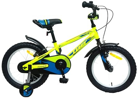 DEPORBIKES ️ Kinderfahrrad 16, 18, 20 Zoll | Kinderfahrrad 5-10 Jahre + V-Break-Bremsen + Stützräder | ideales Sicherheitsfahrrad für Kinder (Gelb, 16 Zoll)