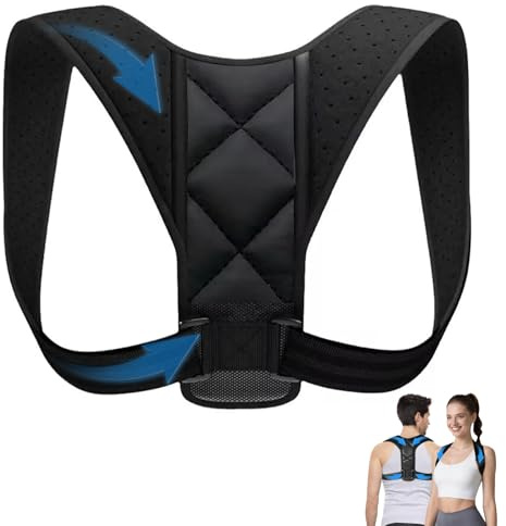 KINDLUME Corrector de Espalda, Soporte Dorsal, Corrector Postura, Espalda Recta, Bandas Ajustables y Transpirables, para Hombres y Mujeres, para Postura en Oficina y Soporte Diario