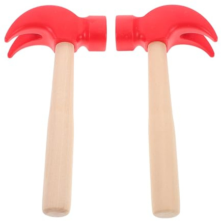 VICASKY 2Pcs Wooden Hammer Simulation Tool for Boys Pretend Play Educational Maintenance Set