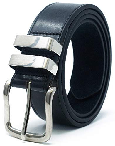 Ossi 38mm Leder gefüttert Gürtel mit doppelten Schleife in Schwarz 120cm