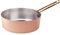 Casseruola bassa rame liscio stagnato a mano con manico tubolare ottone, diametro 280 mm