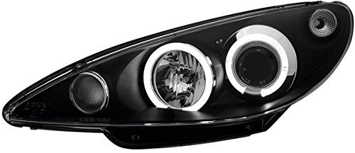 AUTO-STYLE Satz Scheinwerfer kompatibel mit Peugeot 206 2002- inkl. GTi 1999- - Schwarz - inkl. Standlichtringen