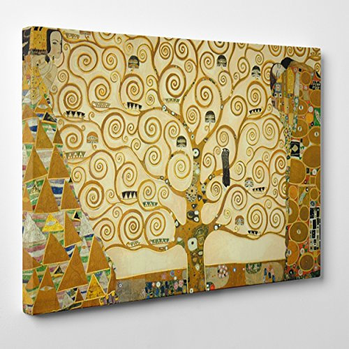 Conkrea Gustav Klimt 199 Tableau sur toile, encadré, prêt à accrocher, L'arbre de vie, Gustav Klimt, Culture Art Nouveau Style Liberty, 30 x 40 cm, sans cadre