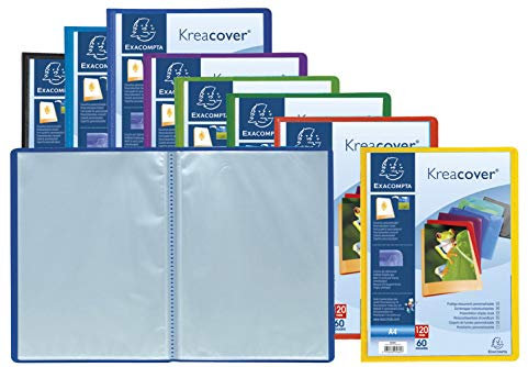 Exacompta 5739E 8er Pack Sichtmappen KeaCover aus Kunststoff DIN A4 mit 90 Klarsichthüllen, 180 Sichten, perfekt für die Schule und das Büro Aktenhülle, Prospekthülle, farbig sortiert
