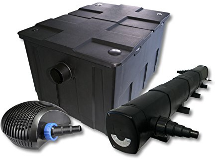 SunSun Komplettset: CBF-550 Teichfilter bis 60000 L Teichfilteranlage als Durchlauffilter, CTF-6000 SuperECO Teichpumpe 6000l/h 40W, CUV-272 Teichklärer UVC Klärer mit 72W