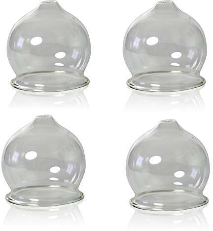 Lauschaer Glas 4er Feuer- Schröpfglasset d Kugel ca.60mm mundgeblasen handgeformt Original