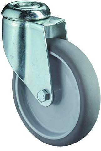 BS Rollen C101.A80.100 Schwere Apparaterolle, Lenkrolle, Ø 100 mm, Rückenloch, Gummirad blaugrau, für harte Böden