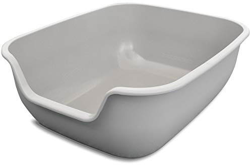 PetFusion Large Cat Litter Tray Non Stick Coating Litter Bin For Easy Cleaning Litter Cat Toilet,Grey