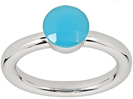 La Luna Design Damen-Ring Sterling-Silber 925 rhodiniert Türkisachat Türkis-Achat RW18