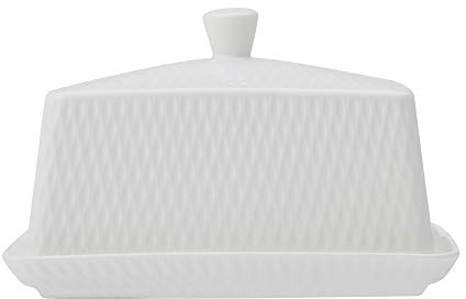 Maxwell & Williams DV0137 Butterdose, Weiß, Porzellan – Diamonds – mit abgerundeter Kante, Deckel-Griff, Geschenkbox