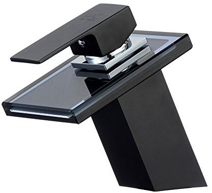 Glas Wasserfall Waschtischarmatur schwarz Bad Wasserhahn Armatur Waschbecken