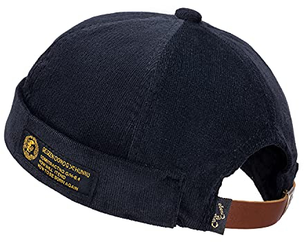 CLAPE Kord Docker Cap Herren Damen Retro Docker Mütze Ohne Schirm Verstellbar Seemannsmütze Rolled Cuff Brimless Hat Fisherman Beanie Watch Hat
