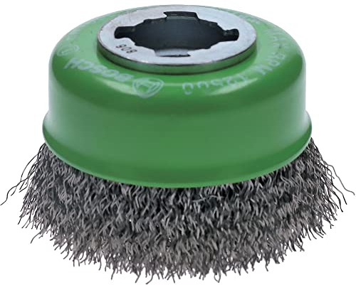 Bosch 1x PRO Stainless Steel Longlife Cup Brush, Crimped Wire for Small Angle Grinder and X-Lock (for Steel, Ø 75 mm, Professional Accessory Small Angle Grinder)