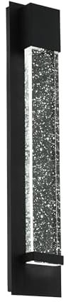Eglo LED Outdoor Wall Lamp Villagrazia, 2-Flame Exterior Light | wall light made of Aluminium and Glass, Colour: Black, Glass: Clear with Air Bubbles, Length: 40 cm, IP44