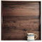 MAGIGO Grand plateau de service carré en bois de noyer noir de 48,3 x 48,3 cm avec poignées, pour servir du thé, du café