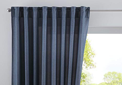 Vorhang Verdeckte Schlaufen Cationic »JENA« HxB 250x140 cm Saphir Blau Blickdicht Leinen Optik Gardine Meliert Gardinenband mit Raffhalter, 2019037
