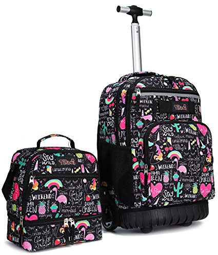 Tilami Rolling Backpack 19 inch with Lunch Bag Wheeled Laptop Backpack, Ins