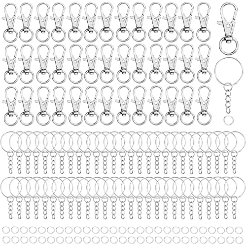 Belle Vous Anelli Portachiavi Moschettone Girevole in Metallo, Anelli per Portachiavi Fai da Te (120pz) - Ganci Portachiavi con Moschettone a Grilletto per Ciondoli Fai-da-Te, Gioielli e Porta Chiavi