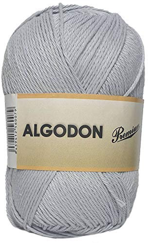 Hilo Ovillo de Algodón Premium 100% Algodón perfecto para DIY y tejer a mano (Color Gris Plata 100 g, aprox. 220 metros)