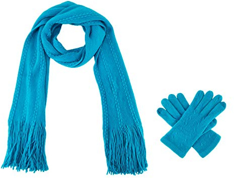 BRUCERIVER Damen Ultraweich Schal & Handschuh Set | Gestrickter, Touchscreen Funktion, Cable Design