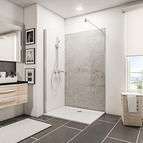 Schulte 1 panneau mural 120x210 cm, revêtement salle de bain douche décoratif, épaisseur panneau 3 mm, 2.52 m², résistant aux rayures, pierre gris clair, DécoDesign COULEUR D1902221-F 602