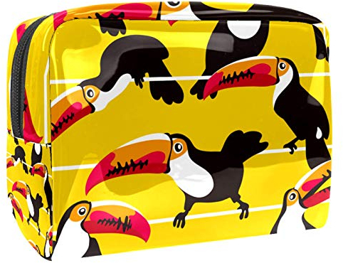 Tragbare Make-up-Tasche mit Reißverschluss, Reise-Kulturbeutel für Frauen, praktische Aufbewahrung, Kosmetiktasche, Tukane, Vogel
