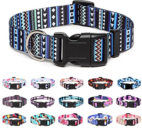 Suredoo Hundehalsband Verstellbares, Weich & Komfort Nylon Hunde Halsband für Kleine Mittlere Große Hunde Welpen Katzen (M, Blau)