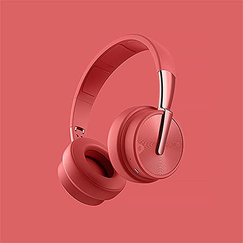 XJST Cuffie Wireless sopra Le Orecchie con Audio Stereo HiFi, 20 Ore di Gioco, Audio Hi-RES, Basso Costole, Tazze per Orecchio in Schiuma di Memoria, per PC Tablet Home Office Online,Rosso