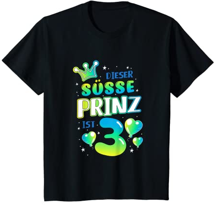 Kinder Prinz 3 Jahre 3 Geburtstag Krone Deko Jungen T-Shirt