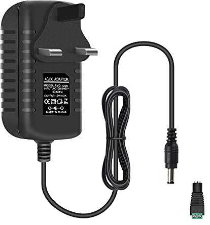 12V 2A 24W LED Strip Power Supply Wall Plug, AC 100-240V to DC 12 Volt Power Transformers Power supply with 5.5 X 2.1mm Female Jack Connector for 12V 3528/5050 LED Strip Light CCTV Camera, 24W Max