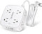 6 Ft Surge Protector Power Strip - 8 Widely Outlets with 4 USB Ports, 3 Side Outlet Extender with 6 Feet Extension Cord, Flat Plug, Wall Mount, Desk USB Charging Station, ETL,White