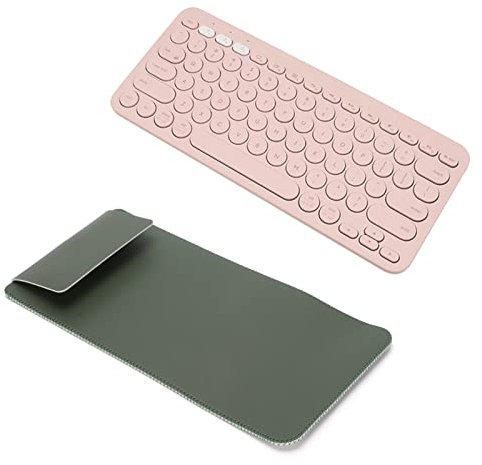 Funda de Teclado para Logitech K380, Funda de Teclado Impermeable Y a Prueba de Polvo de Cuero PU, Bolsa de Viaje Portátil(Verde Oscuro + Plata)