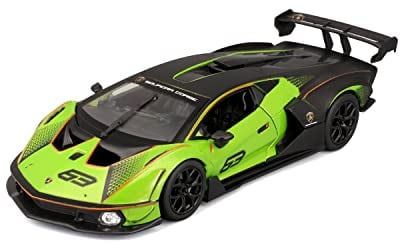 Bburago Lamborghini Essenza SCV12: Modellauto im Maßstab 1:24, Türen beweglich, grün-schwarz (18-28017)