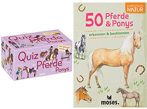 moses. 90207 - Das Quiz der Pferde und Ponys, Kinderquiz ab 8 Jahre & 9744 Expedition Natur 50 Pferde und Ponys| Bestimmungskarten im Set | Mit spannenden Quizfragen