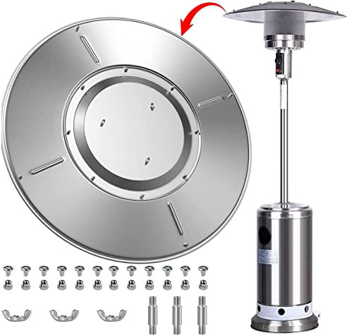 Patio Heater Top Reflector Shield Aluminum Replacement Parts Accessories-5 Pieces Thicken Round Removable Heat Focusing Reflector Shield for Outdoor Heaters Dome with Including Fasteners 3-Hole Mount