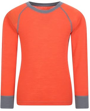 Mountain Warehouse Merino Kids Round Neck Baselayer Top Orange 9-10y