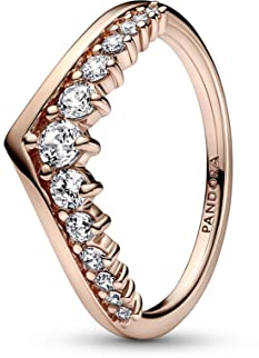 PANDORA Timeless Wishbone Schwebender Pavé-Ring mit 14 Karat rosévergoldeter Metalllegierung und Cubic Zirkonia Timeless Collection, Größe 58, 182320C01-58