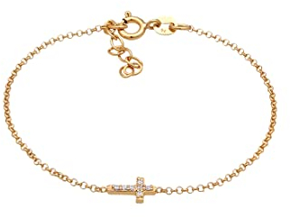 Elli Armband Kinder Kreuz Anhänger Religion mit Zirkonia Kristall in 925 Sterling Silber