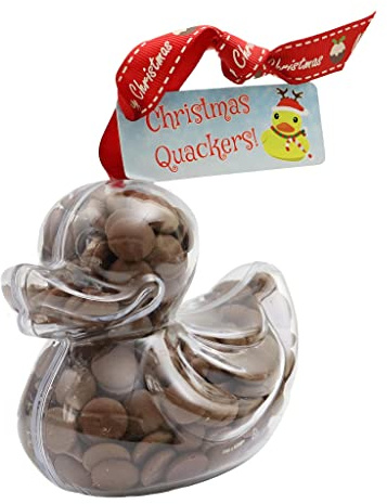 ButtonChocs Christmas Chocolate Duck - Christmas Quackers. Belgian Milk Chocolate Gift for Christmas.