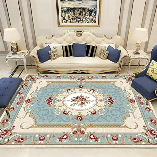 DJHWWD waschbare fussmatte Teppiche Blauer rechteckiger Teppich Wohnzimmer Kurzflorteppich Schlafzimmer Bodenmatte 200X250CM