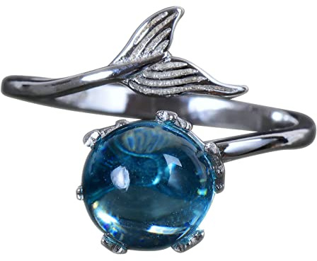 NicoWerk Damen Silberring Delfin aus 925 Sterling Silber Schmal Blau Meer Glänzend Verspielt Tierisch Auffällig Verstellbar Offen SRI906