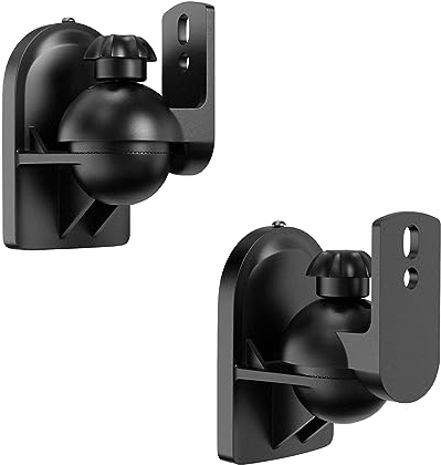PUTORSEN Universal Speaker Wall Mount Brackets (2 Pack) - 3.5kg Capacity of Each - Tool-Free Tilt and Swivel - Compatible with Most Satellite Speakers