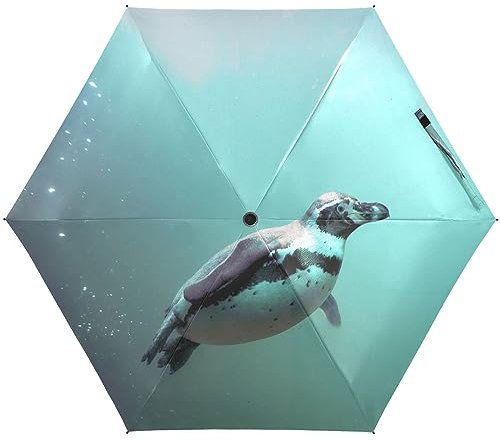 KAAVIYO Pinguin Meereskunst Regenschirm UV-Schutz Taschenschirm Umbrella Klein Leicht Schirm Kompakt Schirme für Mädchen Reise Strand Frauen